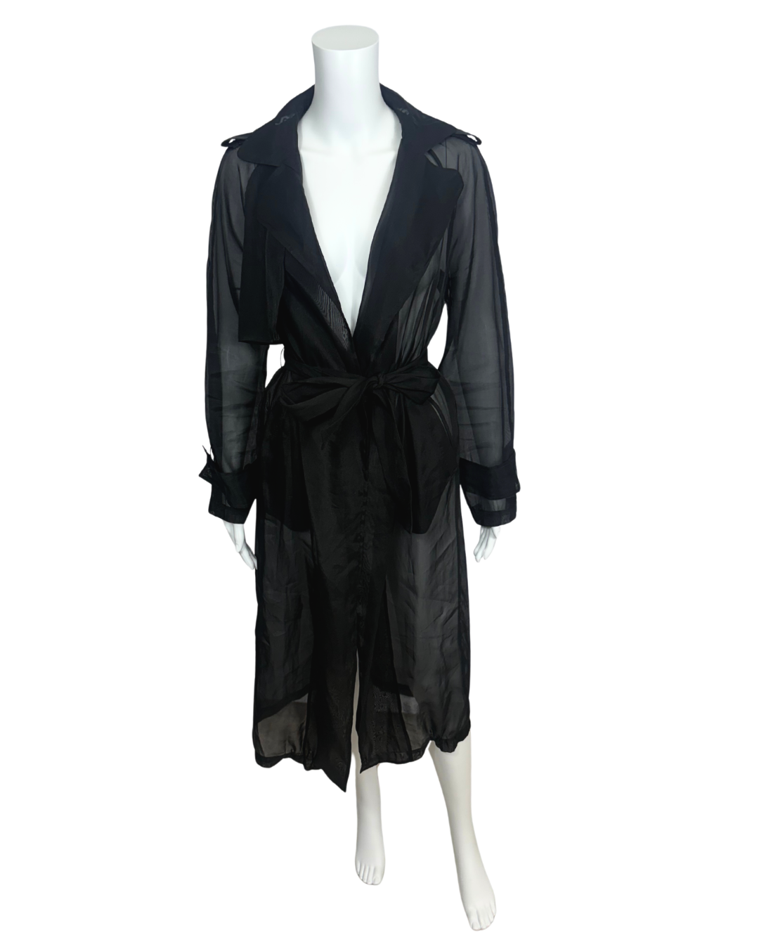 Chiffon Long Black Trench