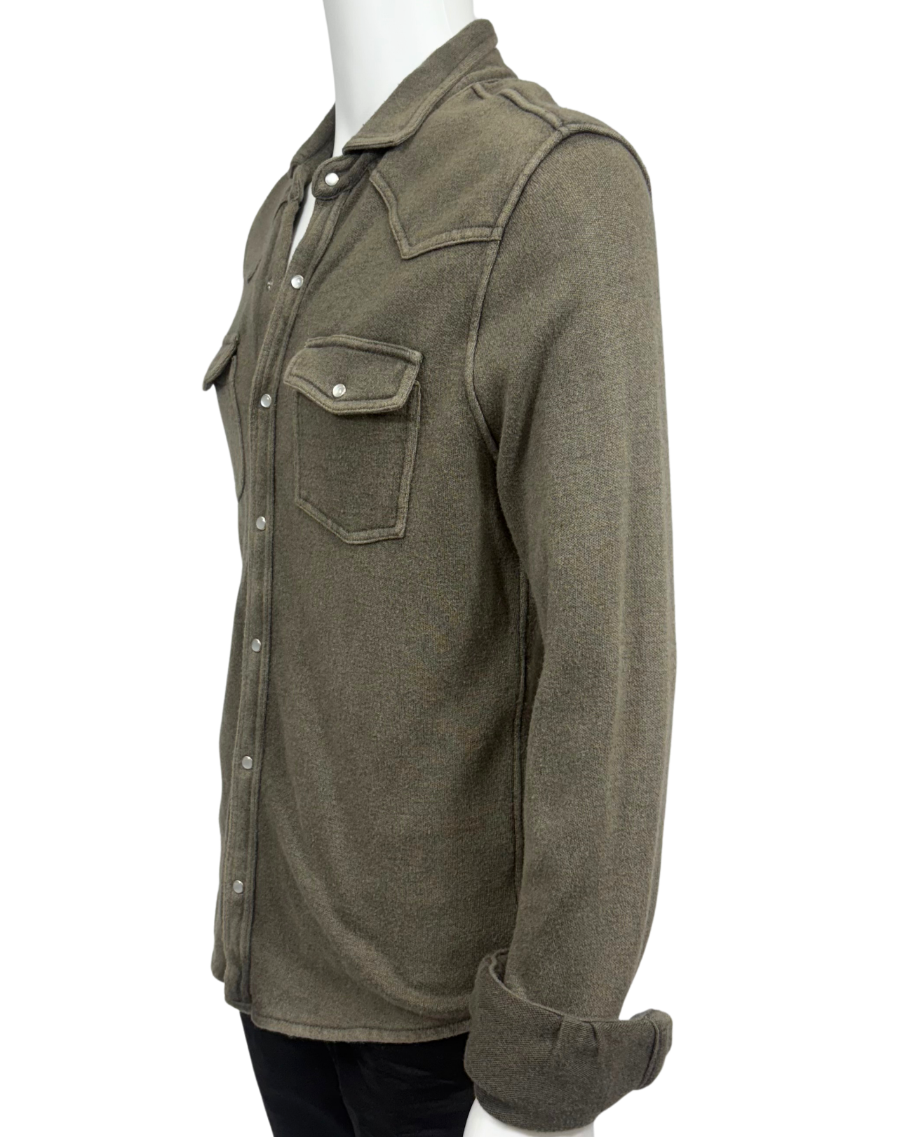 Cashmere Blend Long Sleeve Snap Shirt
