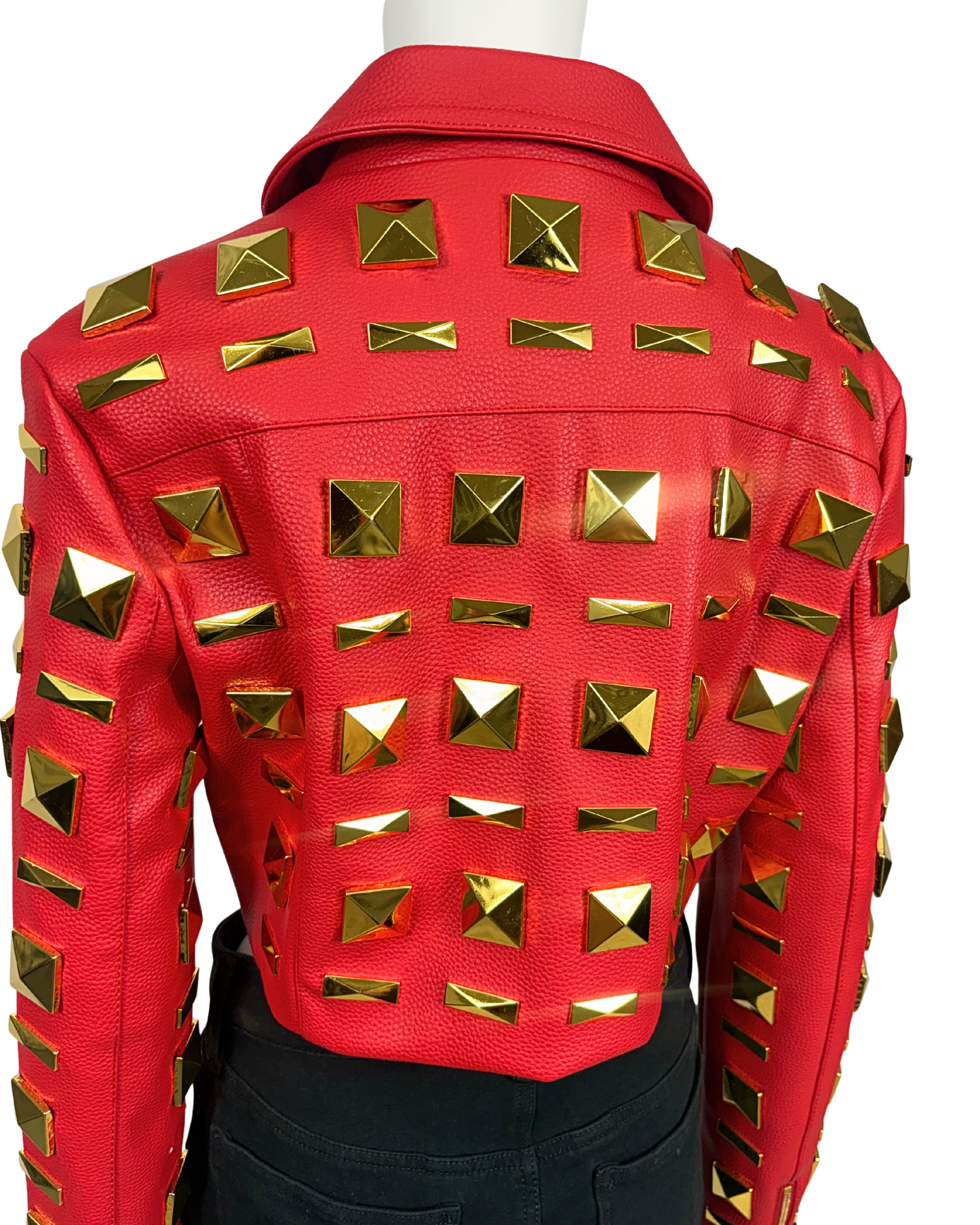 Red Studded Moto Jacket