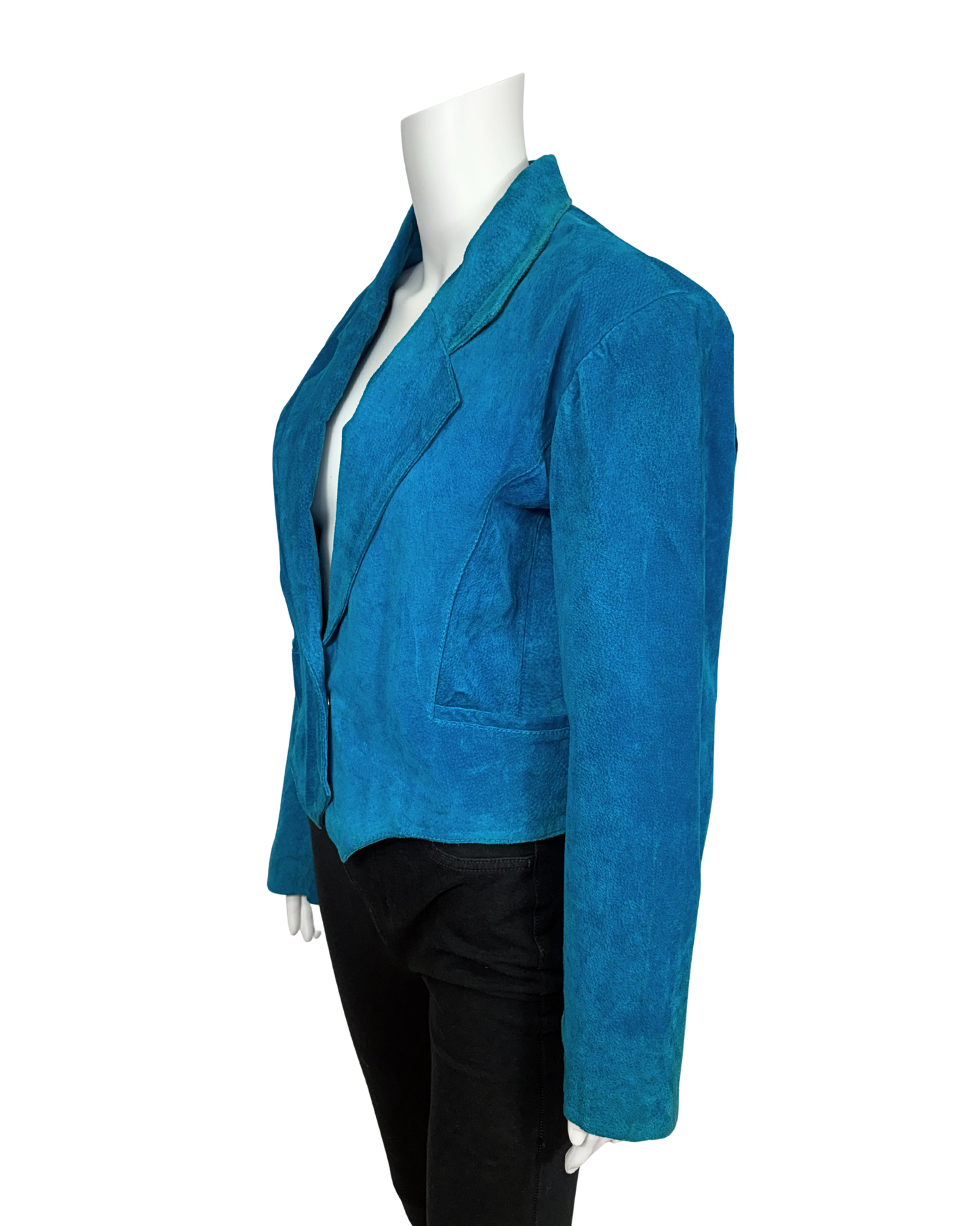 Vintage Blue Suede Fringe Leather Jacket