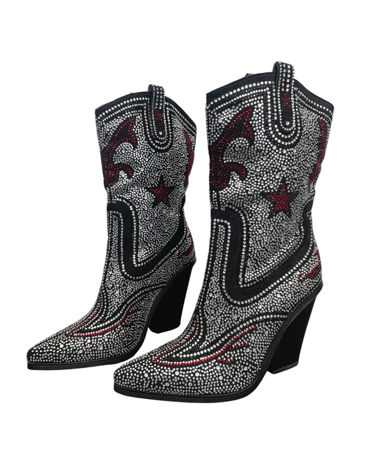 Rhinestone Catte Western Booties