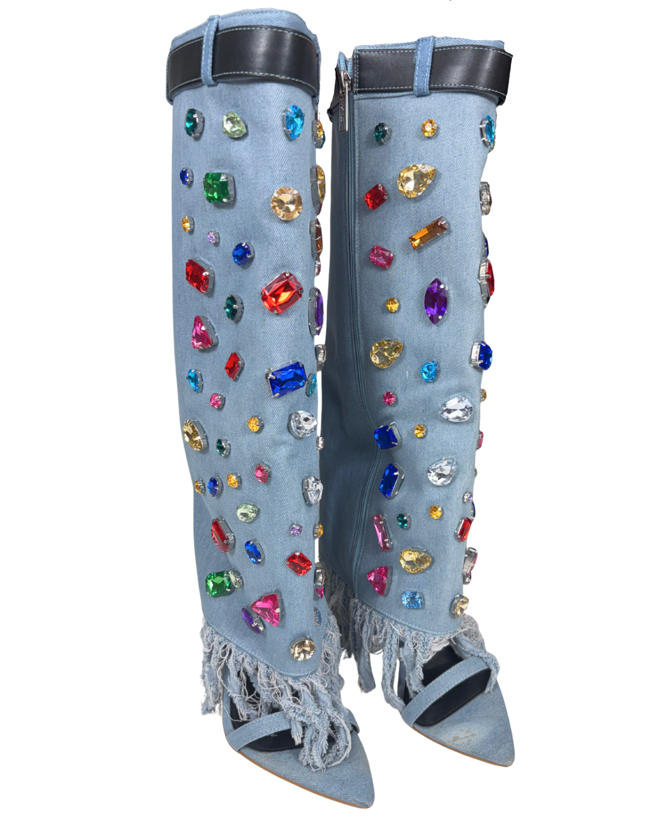 Rhinestone Denim Boots