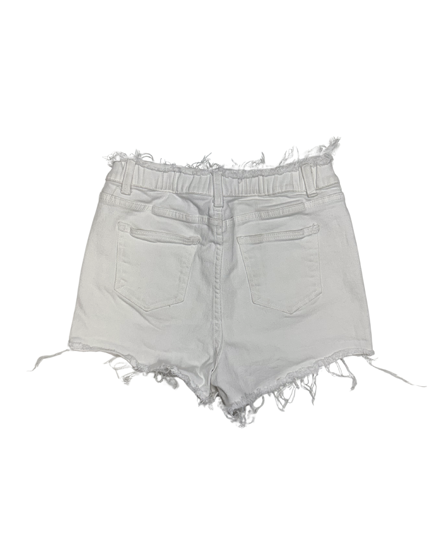 White Distressed Denim Shorts