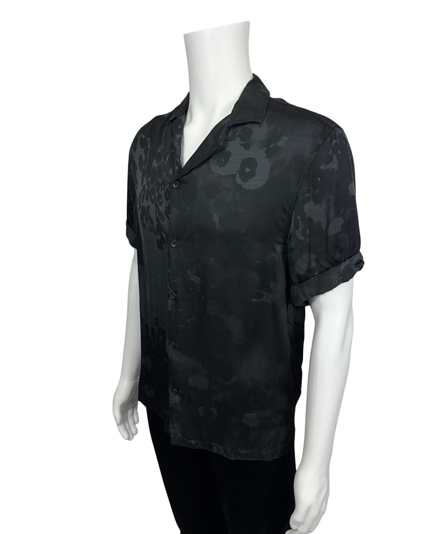Black Tonal Leopard Print Short Sleeve