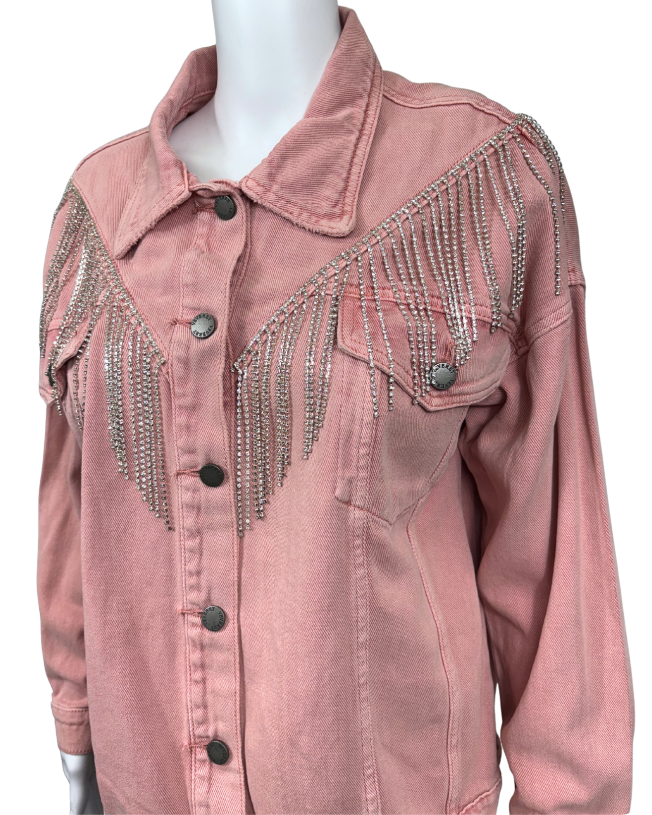 Pink Demin Fringe Jacket