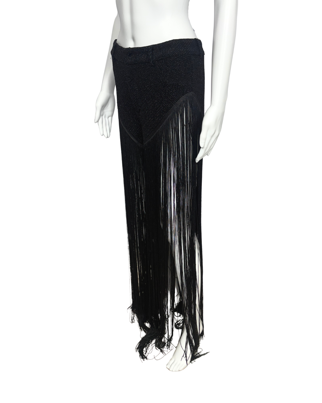 Black Embillished Fringe Shorts