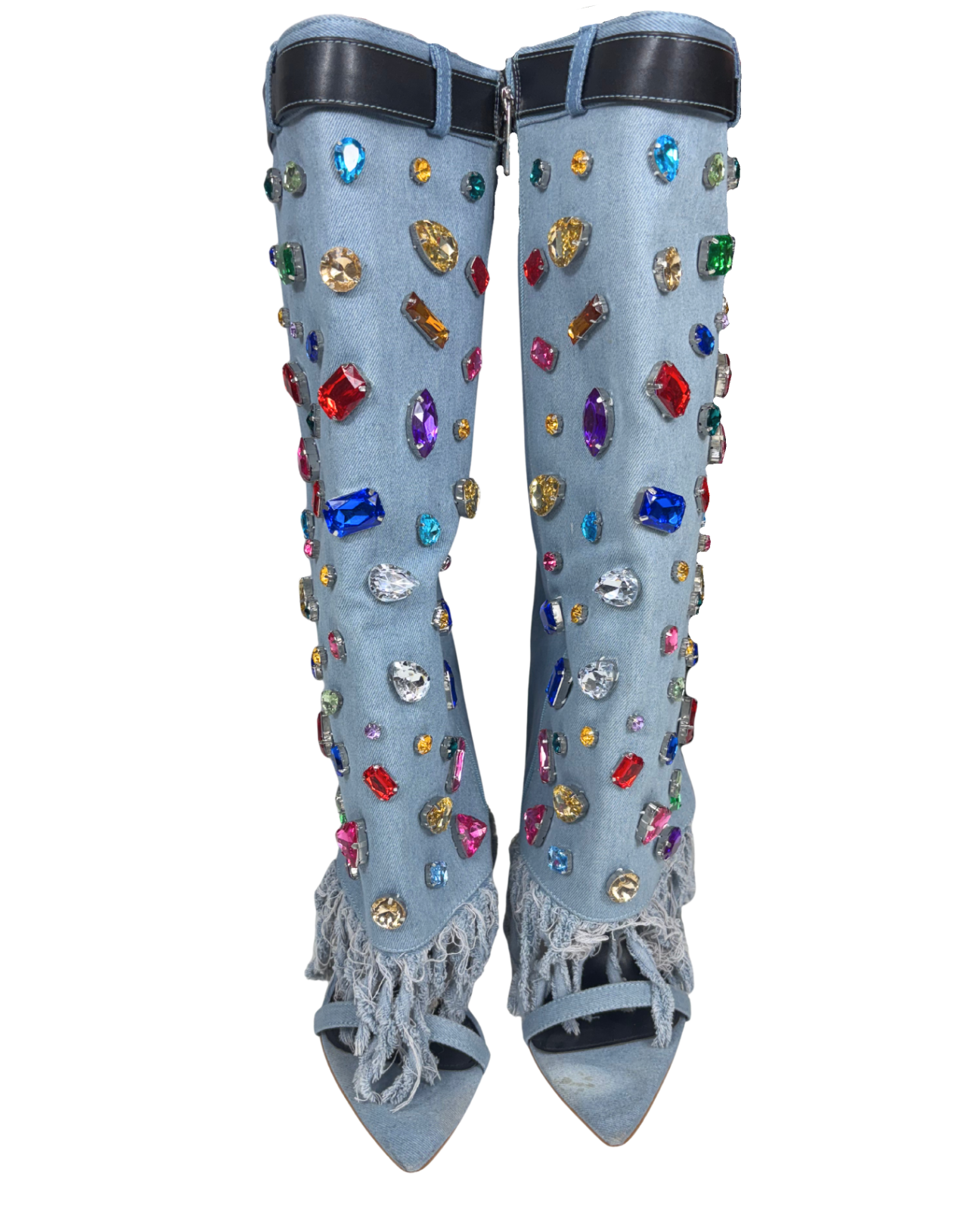Rhinestone Denim Boots