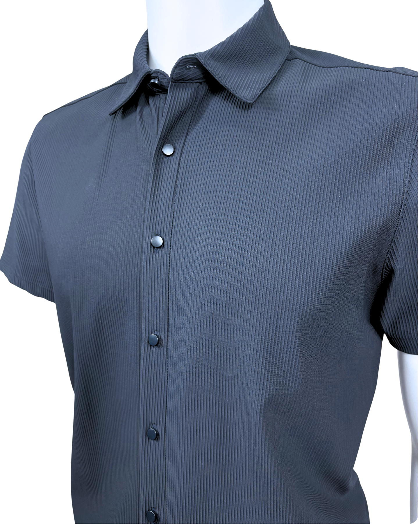Ribbed Short Sleeve Button Down