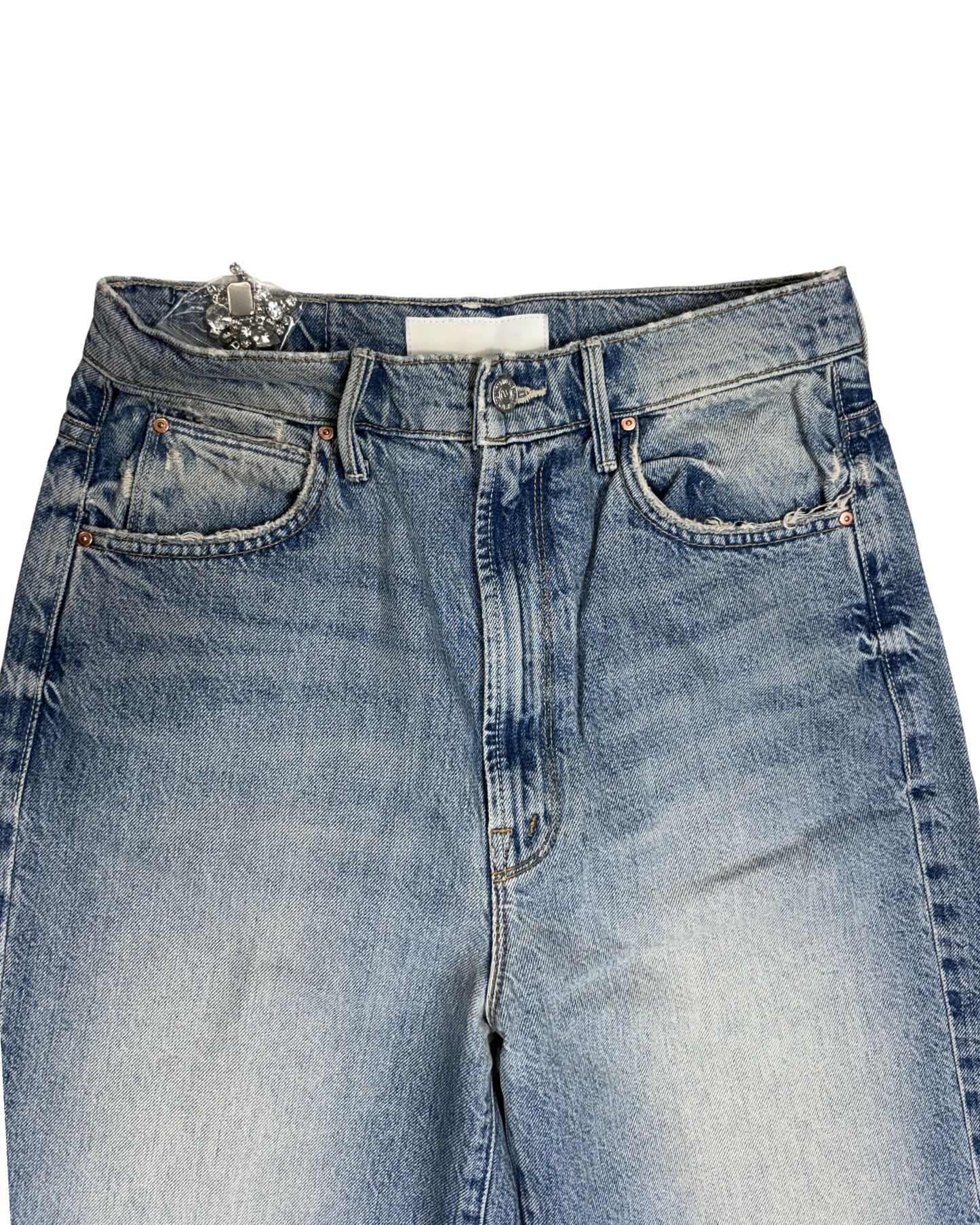 Custom Crystal Hem High-Waisted Sneak Jeans