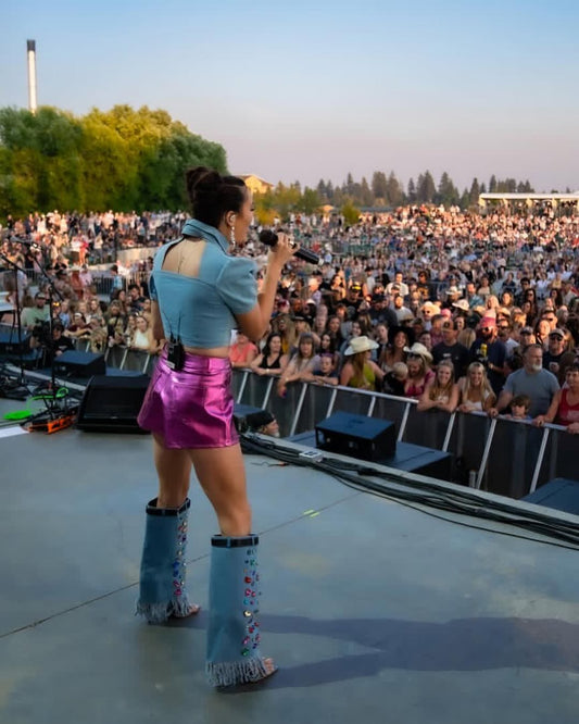 Rhinestone Denim Boots