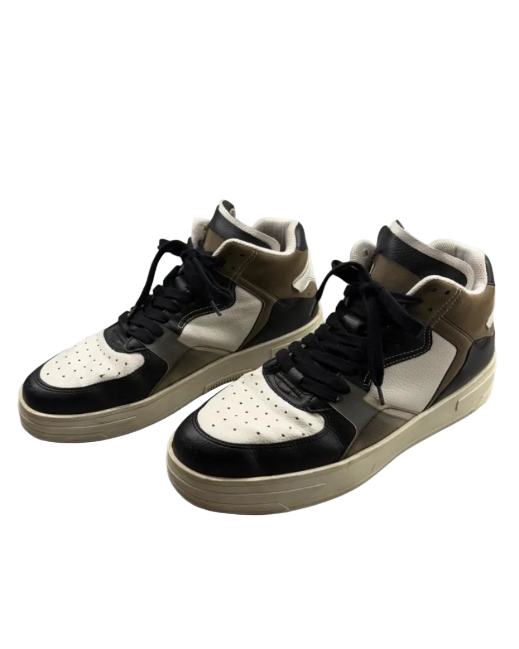 Bershka High Top Sneakers in Black & Khaki