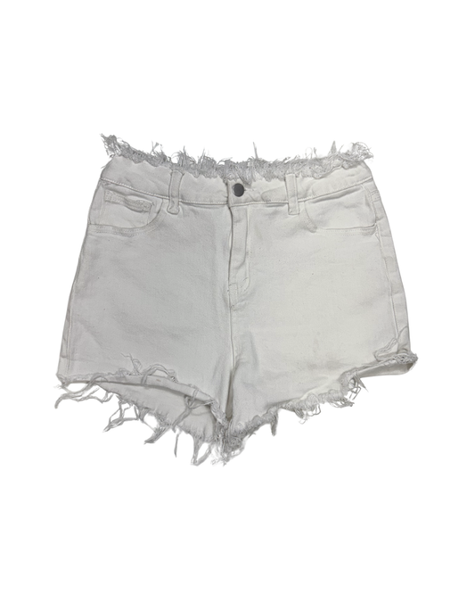 White Distressed Denim Shorts