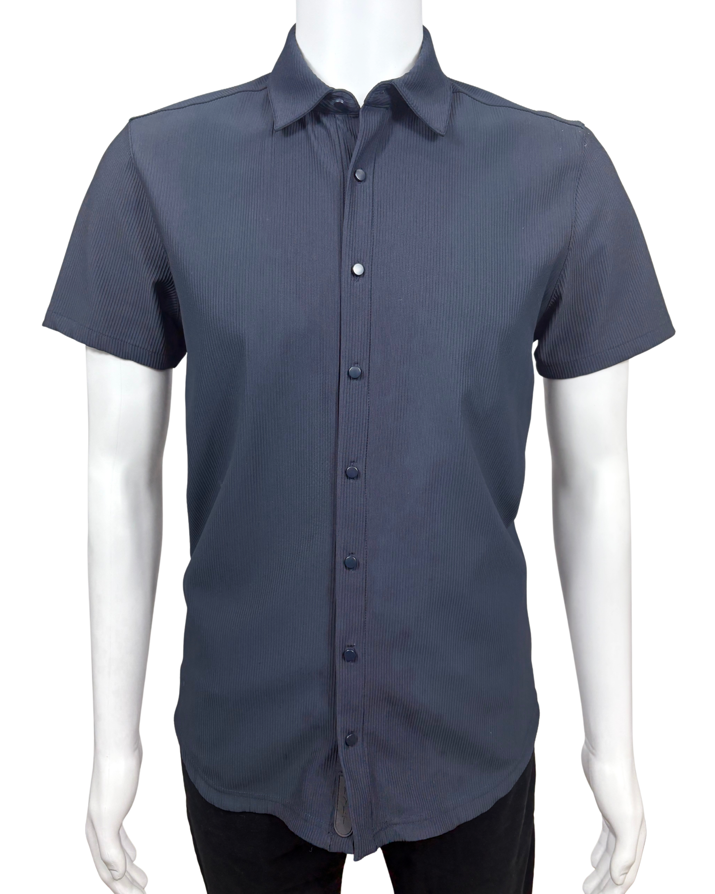 Ribbed Short Sleeve Button Down
