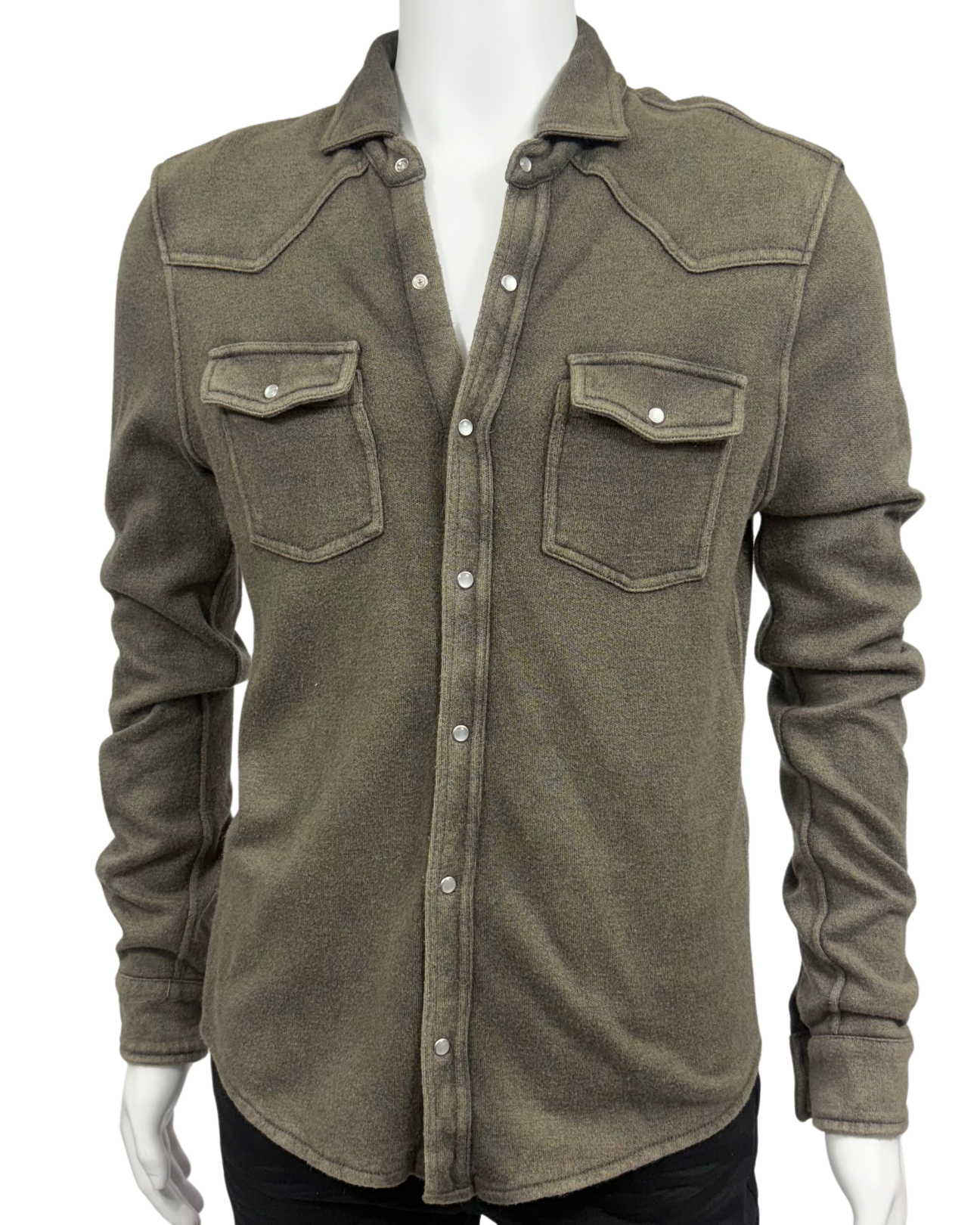 Cashmere Blend Long Sleeve Snap Shirt