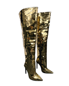 Shattered Gold Stiletto Boots