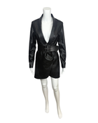 Black Faux Leather Bleted Blazer Dress