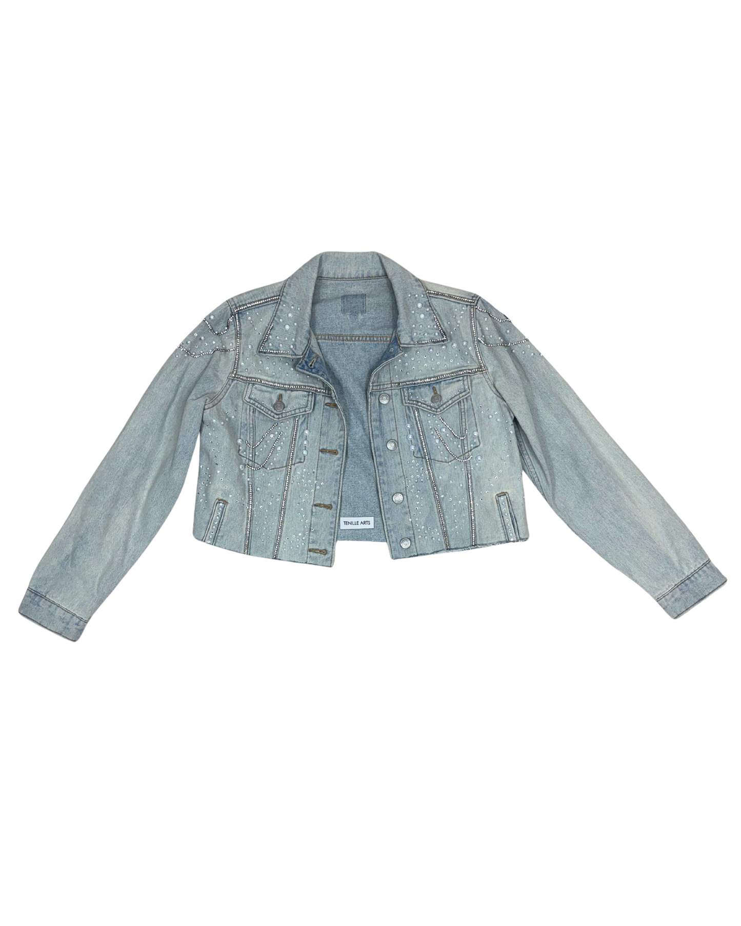 One of One Custom Pearl & Crystal Denim Jacket