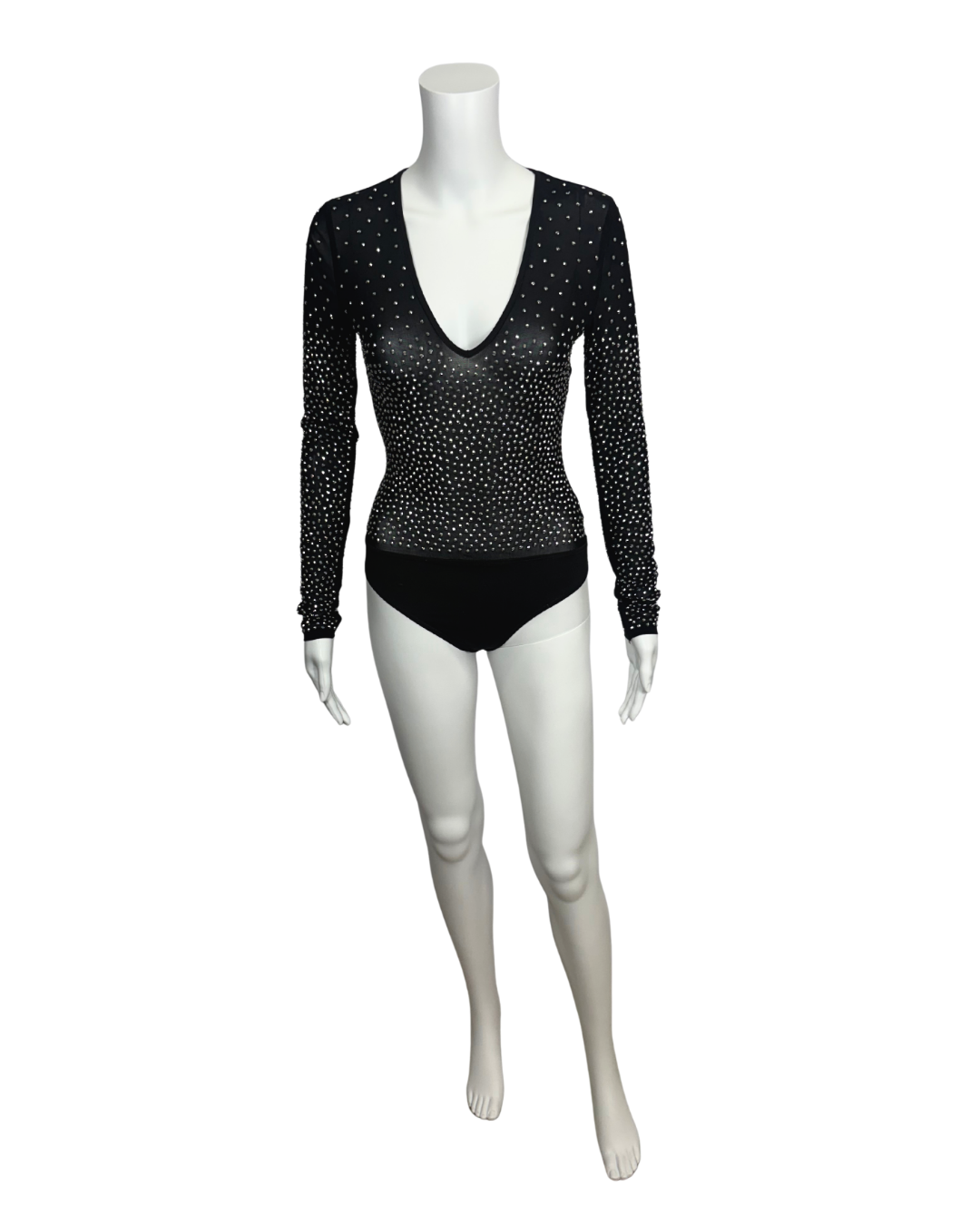 Black Rhinestone Bodysuit