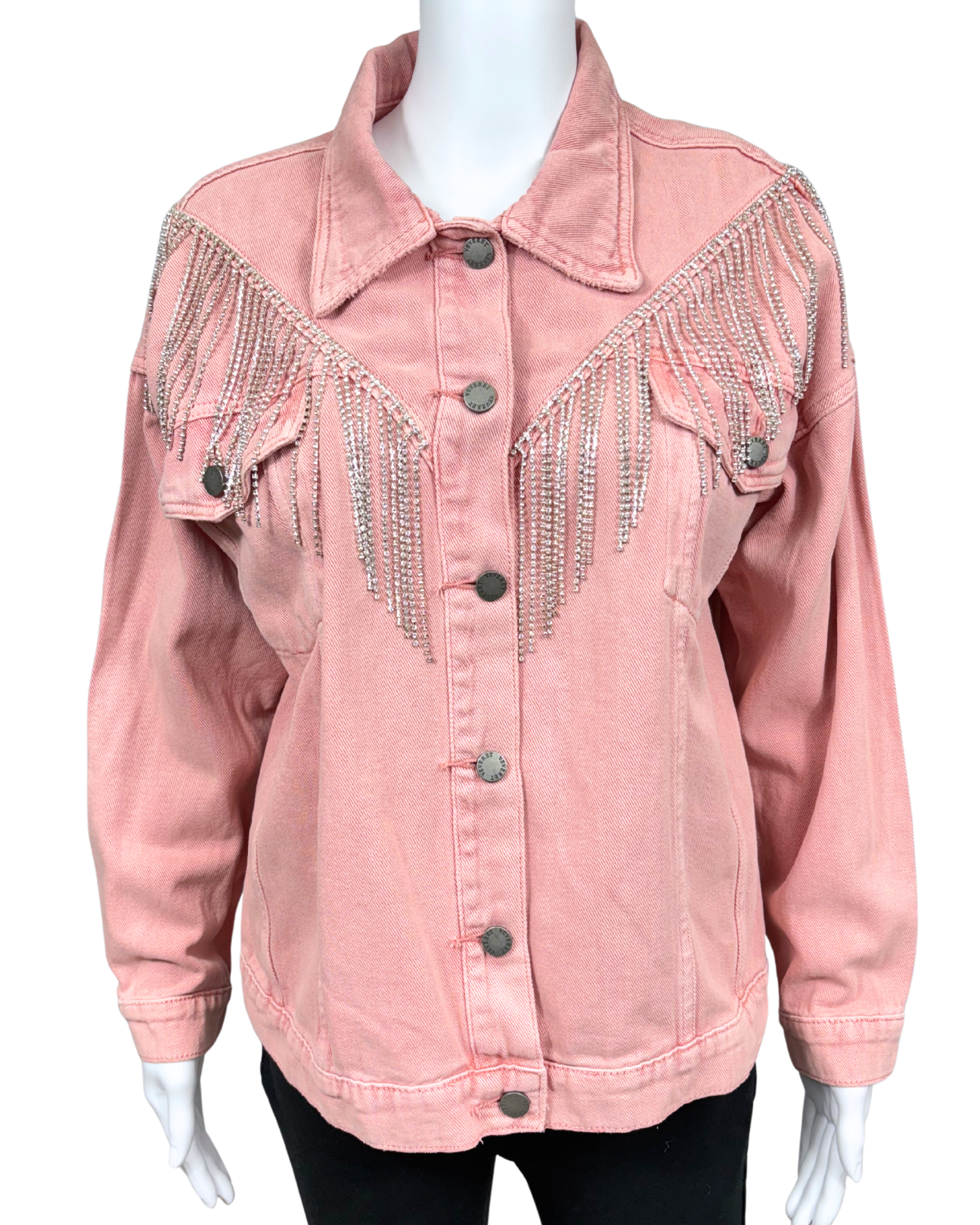Pink Demin Fringe Jacket