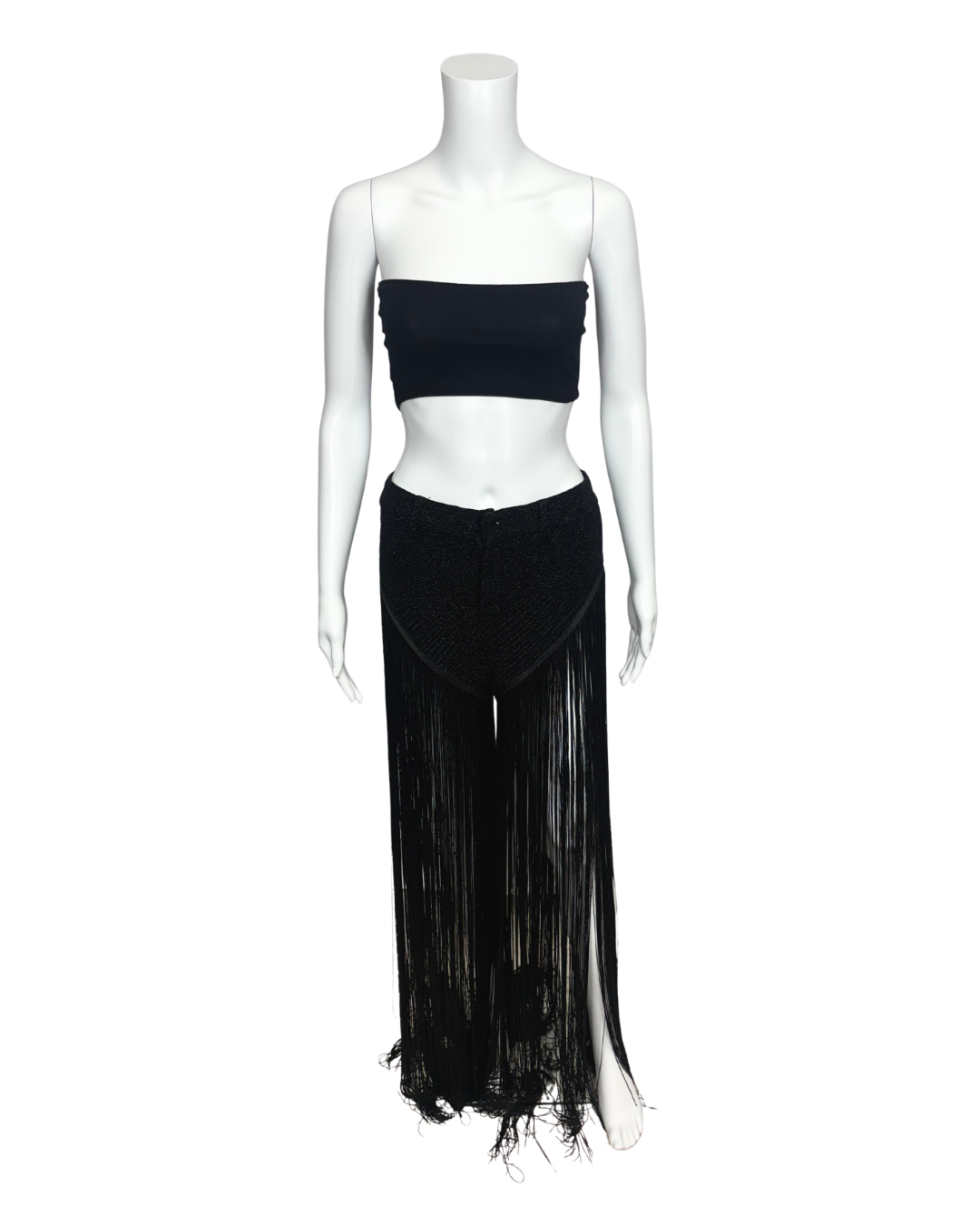 Black Embillished Fringe Shorts