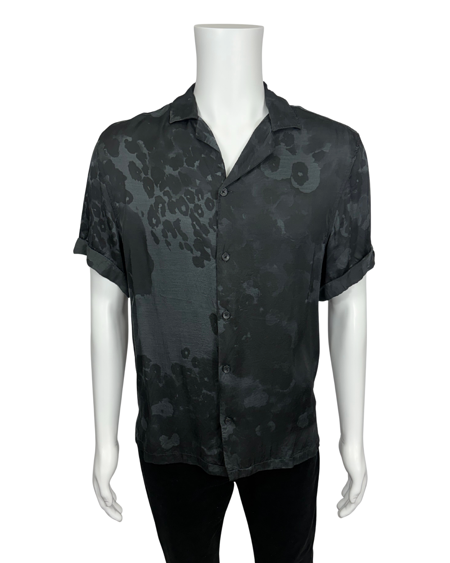 Black Tonal Leopard Print Short Sleeve