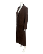 Brown Suede Duster Coat with Suede Fringe Collar