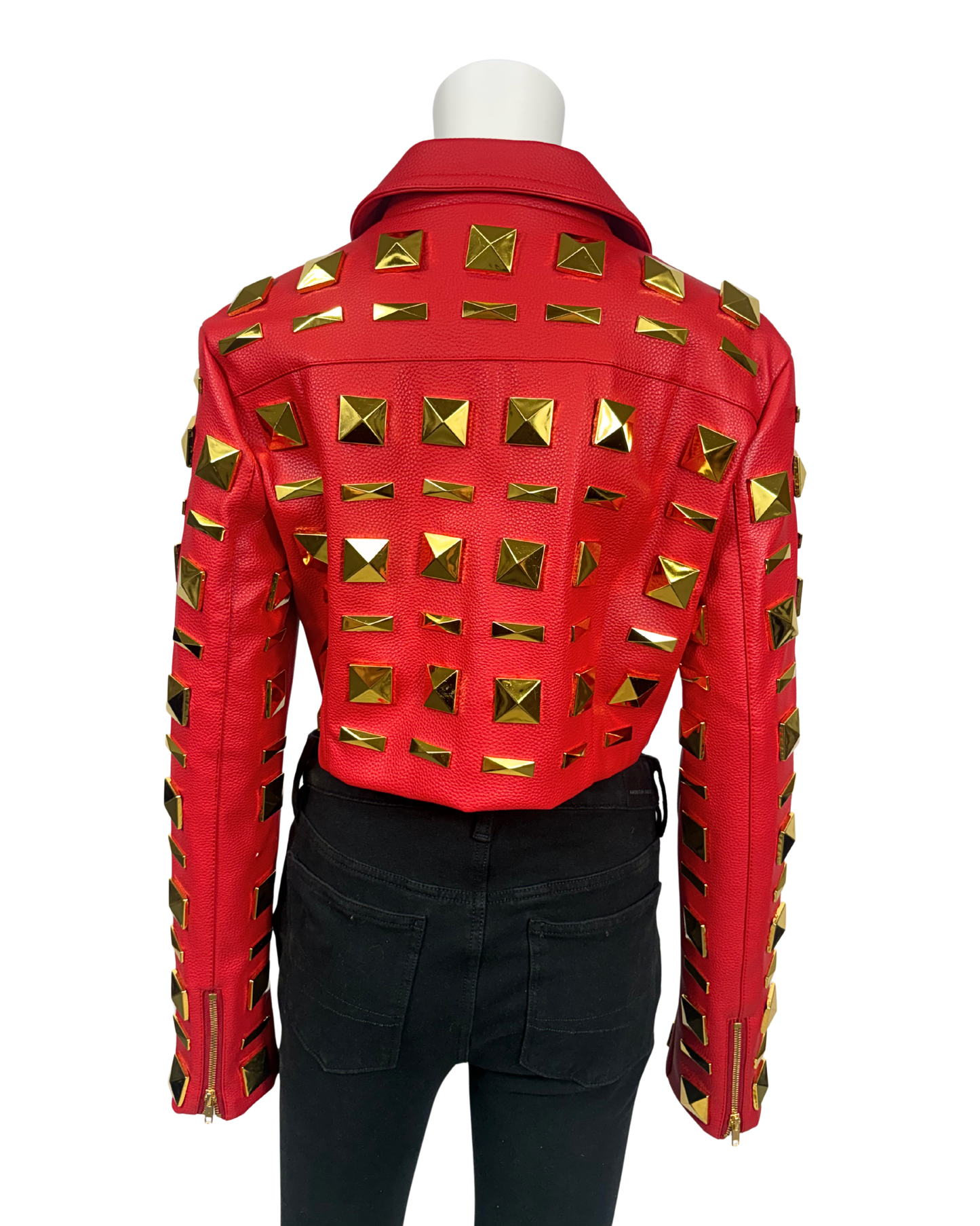 Red Studded Moto Jacket
