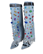 Rhinestone Denim Boots
