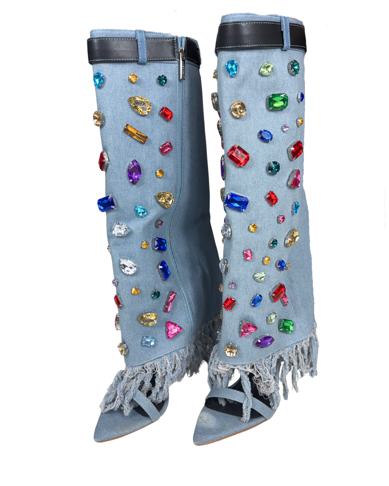 Rhinestone Denim Boots