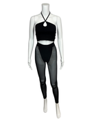 Crop Top & Sheer Mesh Leggings Set