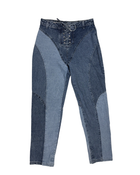 Lace Up Patchwork Jeans