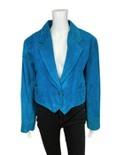 Vintage Blue Suede Fringe Leather Jacket