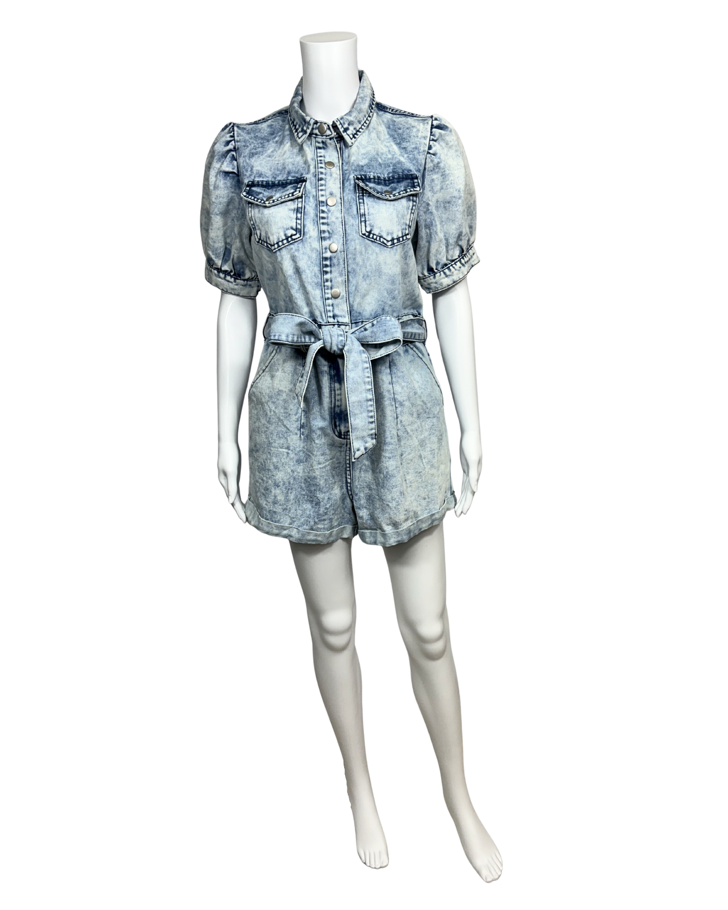 Acid Wash Denim Romper