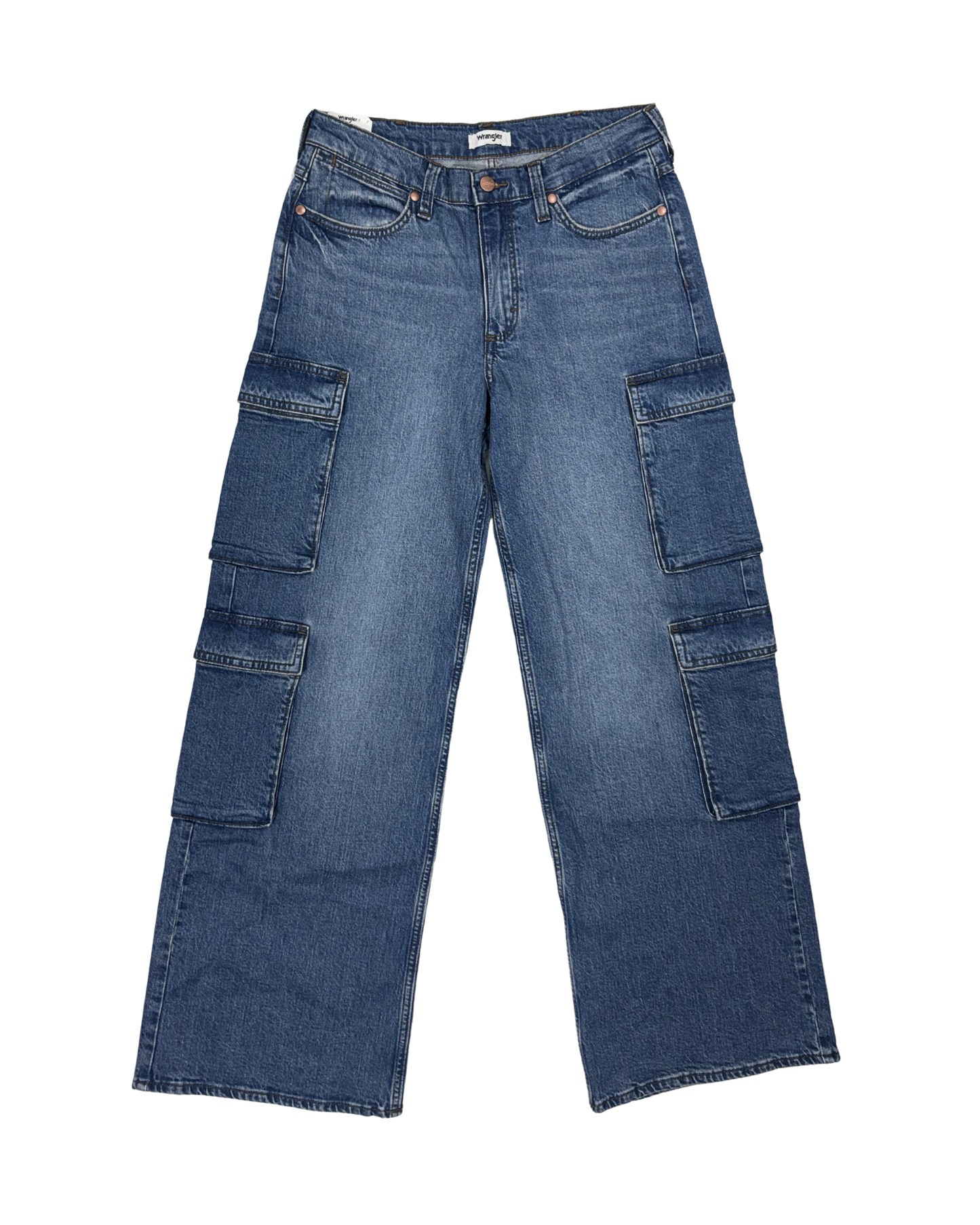 Mid Rise Cargo Wide Leg Jeans