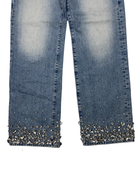 Custom Crystal Hem High-Waisted Sneak Jeans