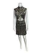 Silver Sequin Embellished Tassel Dress