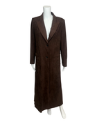 Brown Suede Duster Coat with Suede Fringe Collar