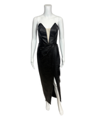 Strapless Black Faux Leather Dress