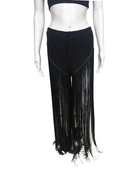 Black Embillished Fringe Shorts
