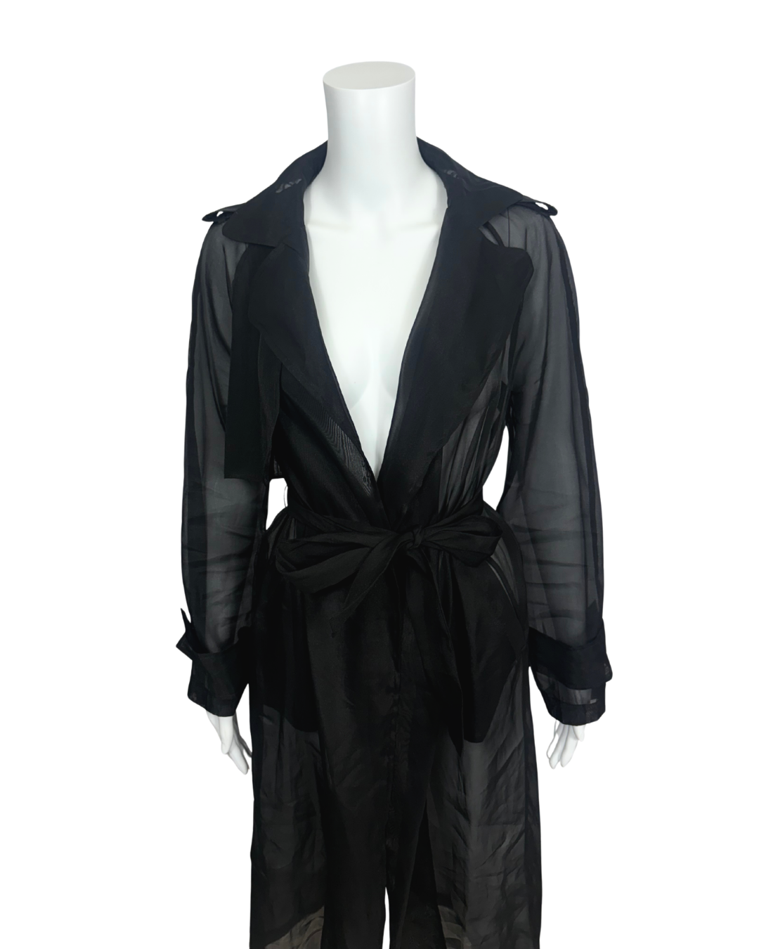 Chiffon Long Black Trench