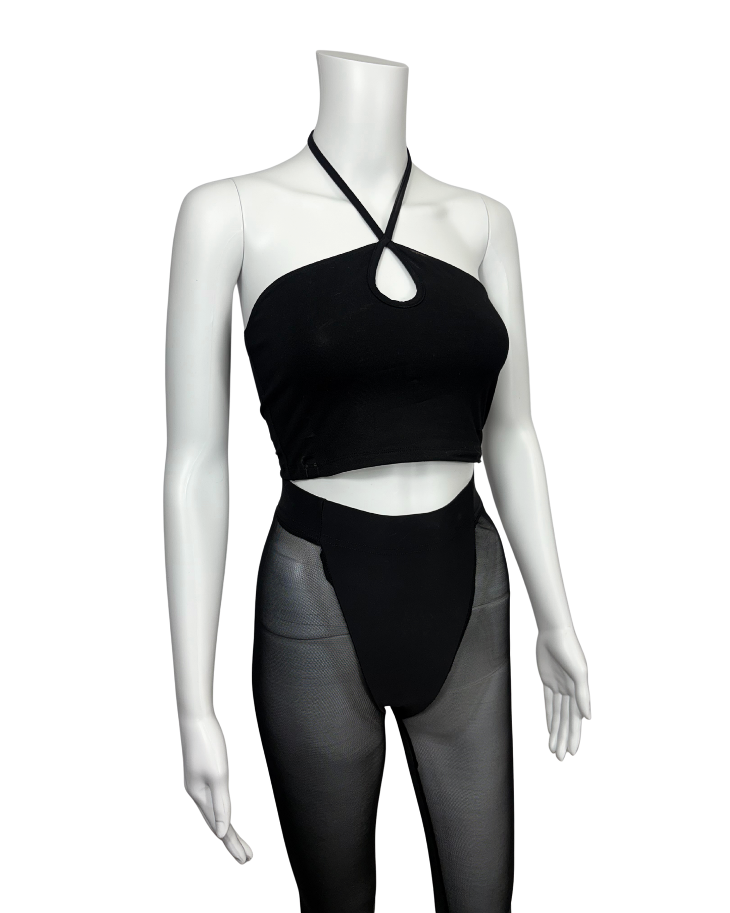 Crop Top & Sheer Mesh Leggings Set