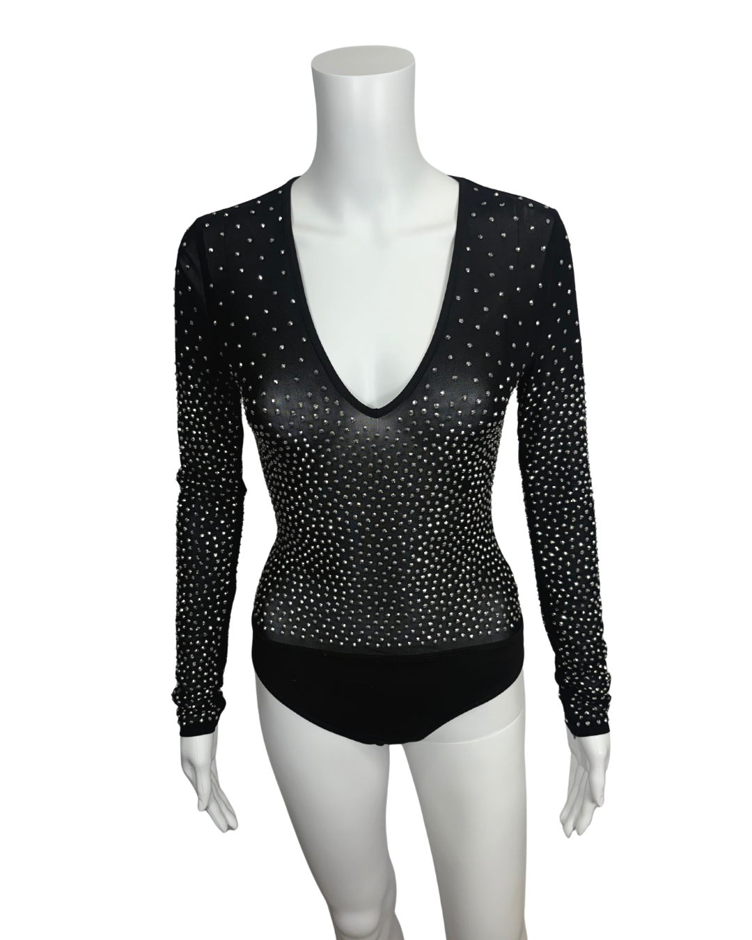Black Rhinestone Bodysuit