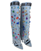 Rhinestone Denim Boots