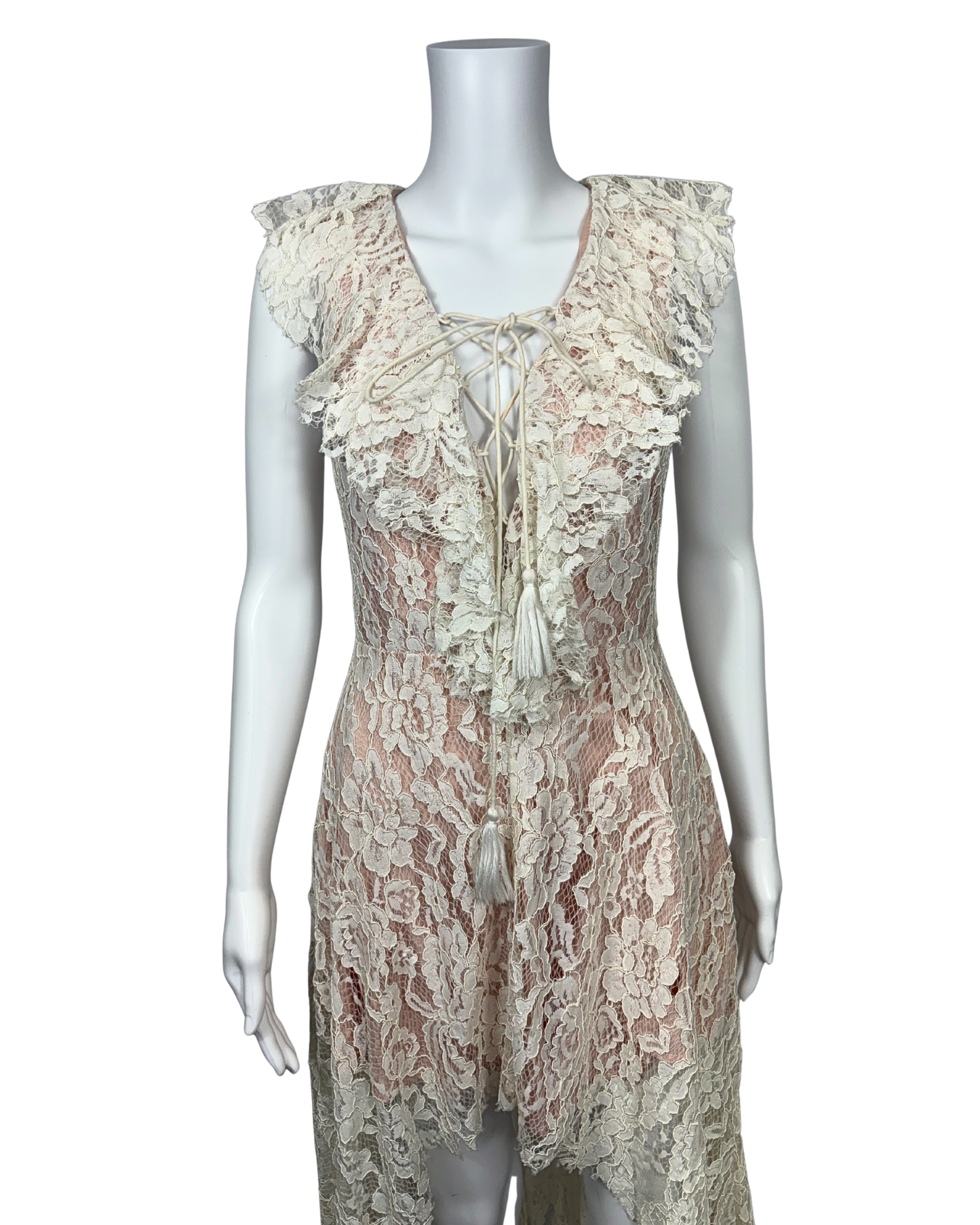 Ivory Lace Hi-Lo Lace Dress