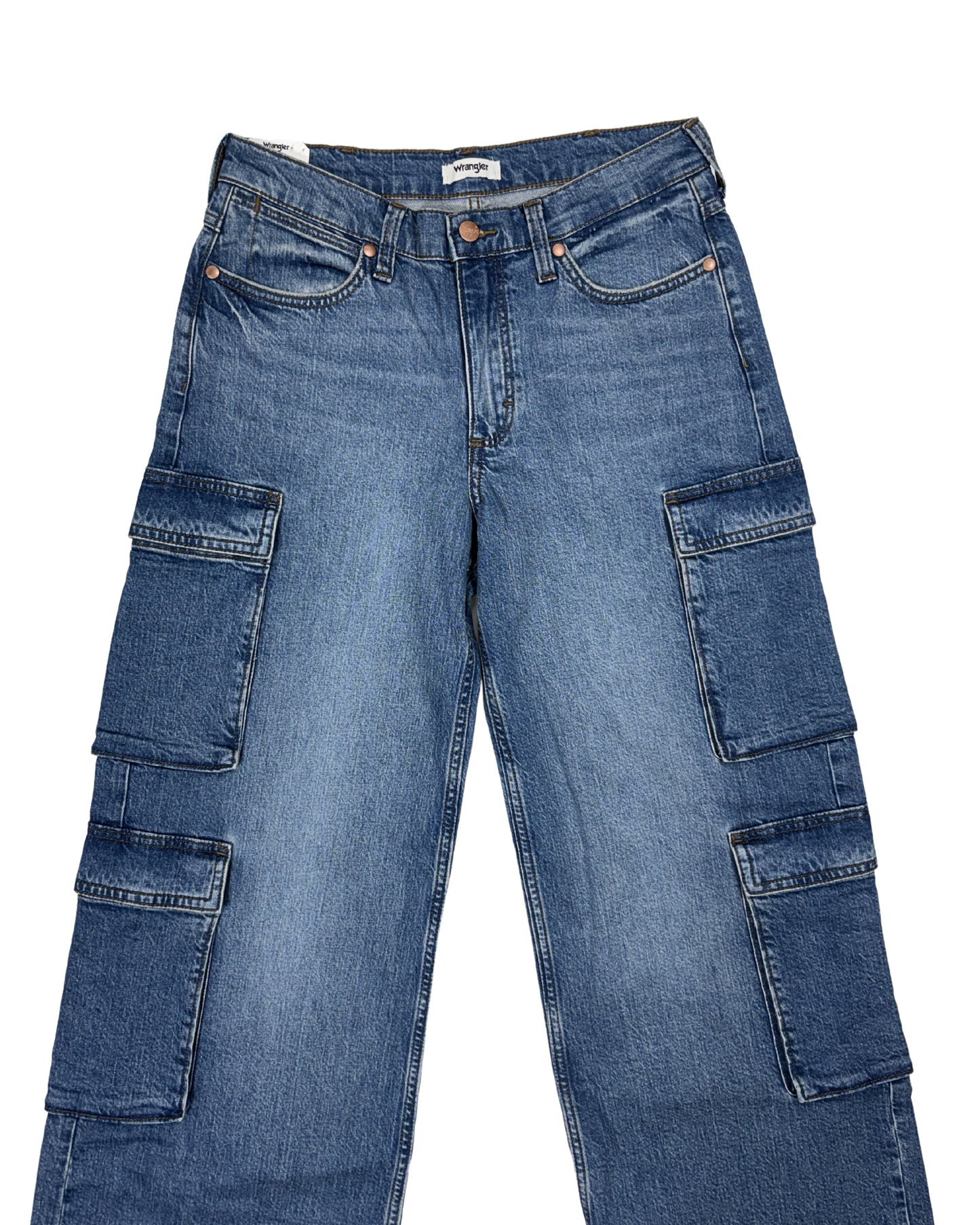 Mid Rise Cargo Wide Leg Jeans