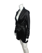 Black Faux Leather Bleted Blazer Dress