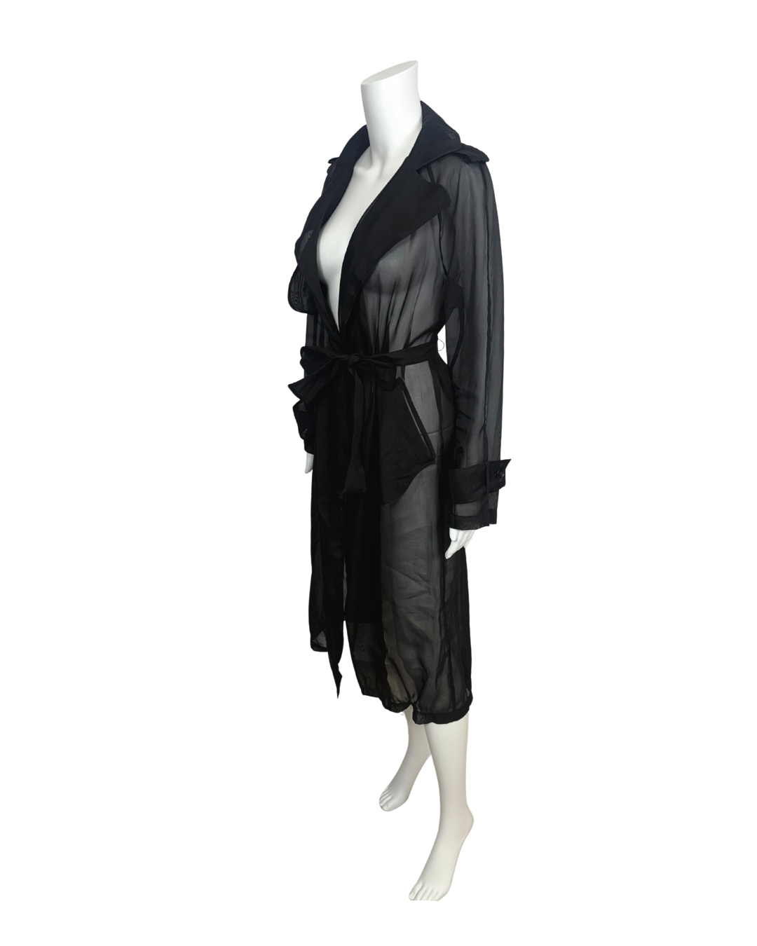 Chiffon Long Black Trench