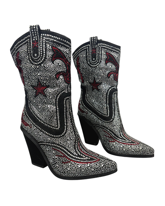 Rhinestone Catte Western Booties