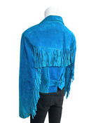 Vintage Blue Suede Fringe Leather Jacket