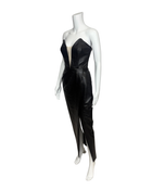 Strapless Black Faux Leather Dress